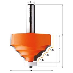 Fresa de triple radio para materiales compuestos con rodamiento guía CMT 8/980.52