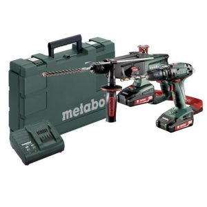 Combo set taladro percutor + martillo combinado 2.3.4 SB + KHA Metabo(18V/2,0Ah) 2 baterías